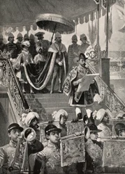 Ensimmäinen Britannian kruunun Intian keisarillisen tittelin julistaminen Delhissä, uudenvuodenpäivänä 1877, 